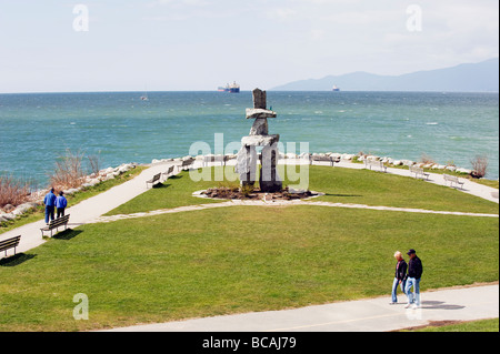 Inukshuk at Stanley Park Vancouver British Columbia Canada Stock Photo