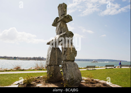 Inukshuk at Stanley Park Vancouver British Columbia Canada Stock Photo