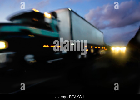 Truck speeding down highway