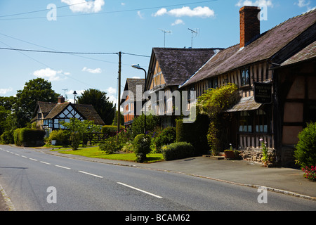 Half Timbered Medieval Houses Pembridge Village, near Leominster, Herefordshire, England, UK Stock Photo