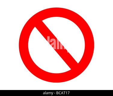 Red no entry sign isolated on white background Stock Photo