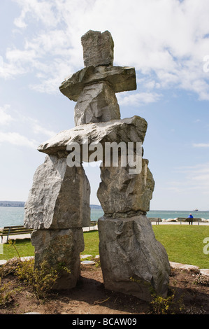 Inukshuk at Stanley Park Vancouver British Columbia Canada Stock Photo