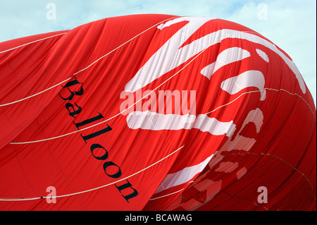 Inflating Virgin hot-air balloon, (detail). Biggar, South Lanarkshire, Scotland, United Kingdom, Europe. Stock Photo