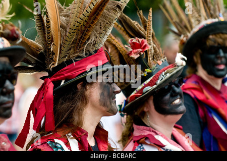 Members of the Dark Horse Border Morris side at a Folk Festival in Essex.  Photo by Gordon Scammell Stock Photo