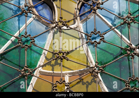 Church of Colonia Güell Detail of the windows Barcelona Catalonia Spain Stock Photo