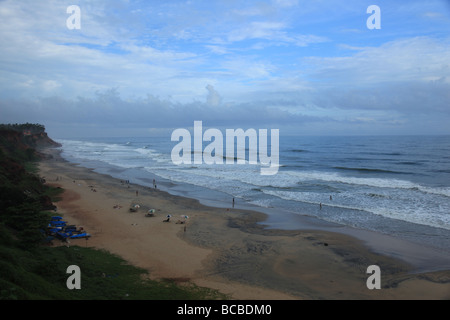 The panoramic view from the rocky cliffs at Varkala beach Kerala India Stock Photo