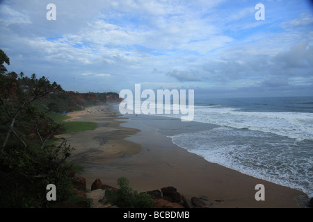 The panoramic view from the rocky cliffs at Varkala beach Kerala India Stock Photo