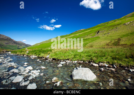 Honister Pass With Gatesgarthdale Beck Under The Honister Crags, Buttermere 'The Lake District' Cumbria England UK Stock Photo