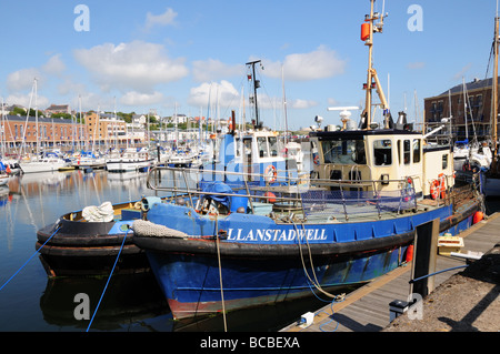 Fishing Trawler moored at Milford Haven Port Authority Nelson Quay Marina  Pembrokeshire Wales Cymru Stock Photo