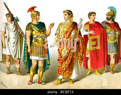 The illustrations depicts a Roman lictor, general, general celebrating a triumph, magistrate, officer. Stock Photo