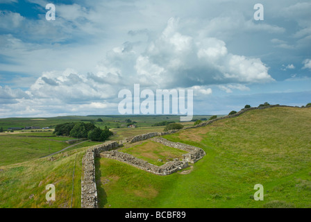 Milecastle 42 on Hadrian's Wall at Cawfield Crags, Northumberland National Park, England UK Stock Photo