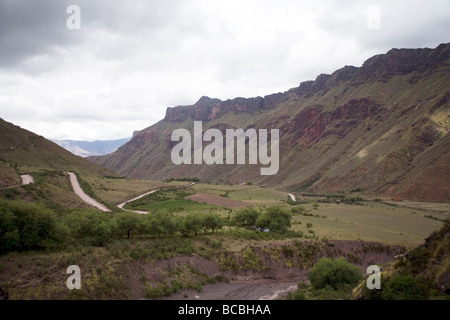 Stormy weather over Route 33, Cuesta del Obispo, Salta Province, Argentina Stock Photo
