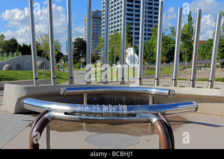 Aquatic Play Fountains in Ontario Science Centre Toronto Canada Stock Photo