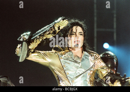 Michael Jackson seen here on stage at Sheffield 10th July 1997 Stock Photo