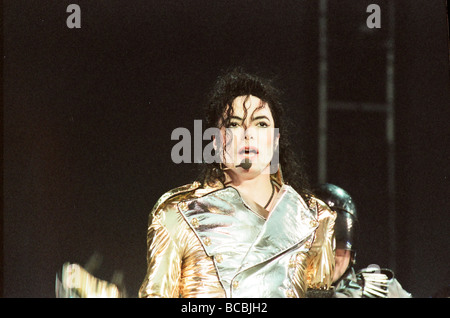 Michael Jackson seen here on stage at Sheffield 10th July 1997 Stock Photo