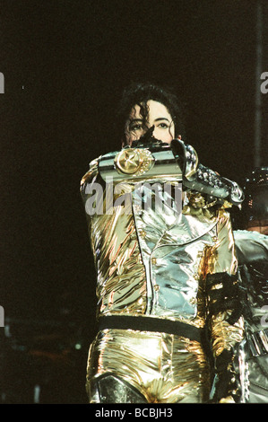 Michael Jackson seen here on stage at Sheffield 10th July 1997 Stock Photo