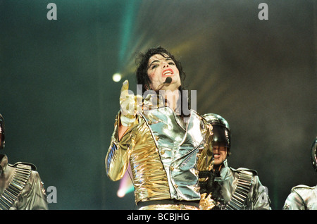 Michael Jackson seen here on stage at Sheffield 10th July 1997 Stock Photo