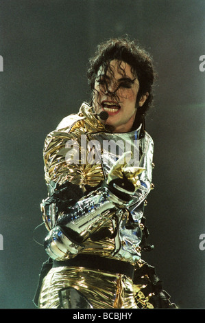 Michael Jackson seen here on stage at Sheffield 10th July 1997 Stock Photo