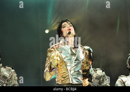 Michael Jackson seen here on stage at Sheffield 10th July 1997 Stock Photo