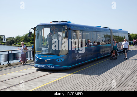 Pavilion bus on Southport pier on sunny day Stock Photo