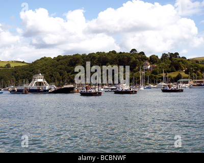 The new upper ferry on arrival under escort from three naval craft at Dartmouth,Devon. Stock Photo