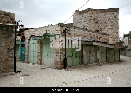 Deserted street in the Old City area of the Palestinian city of Hebron in the south of the West Bank . Stock Photo