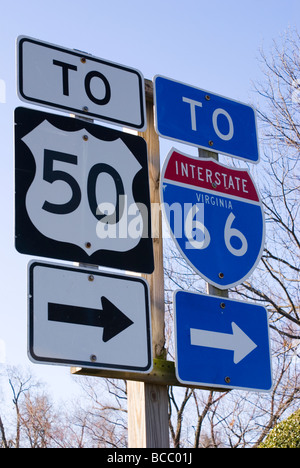 American road signs near Arlington National Cemetery, Arlington, Virginia Stock Photo