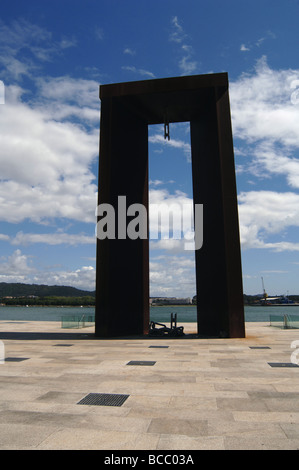 Statue commemorating Portugal's freedom from dictator Antonio de Oliveira Salazar upon his death Stock Photo