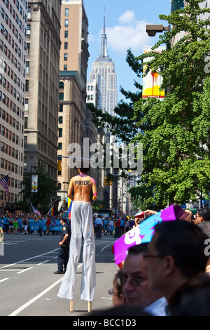 Walking Stilts in the 2009 Gay Pride Parade in New York City Stock Photo