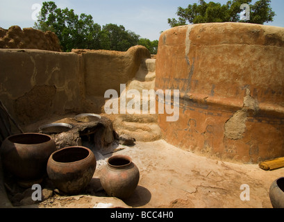 Burkina Faso. Gourounsi Country. Animist village of Tiebelé. Stock Photo