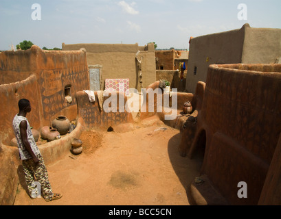 Burkina Faso. Gourounsi Country. Animist village of Tiebelé. Stock Photo