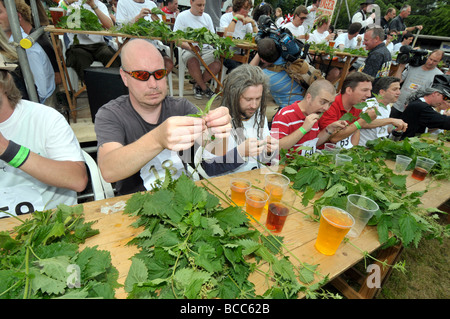 Nettle Eating Championships, Dorset, Britain Stock Photo