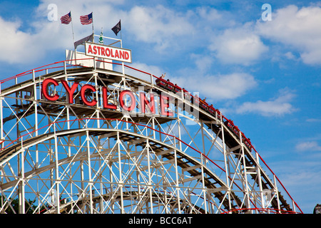 Cyclone Roller Coaster at Coney Island in New York Stock Photo