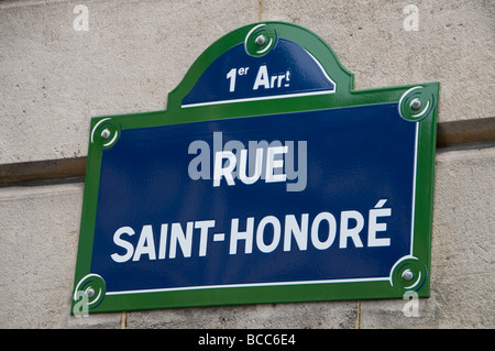 Rue Saint Honore Paris France Street  Sign City  French Town Stock Photo