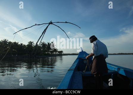 Fisherman setting out to work in Alappad Kerala India Stock Photo