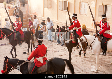 Mounted Traditional Soldiers Jodhpur Fort Rajasthan India Stock Photo