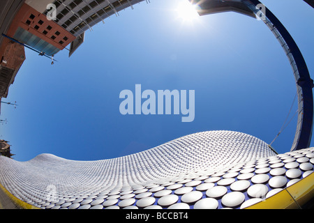 Traffic waiting under skywalk Selfridges Birmingham Bullring West Midlands England UK United Kingdom GB Great Britain Stock Photo