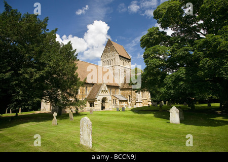 The 12th century church of St Lawrence at Castle Rising in North Norfolk Stock Photo