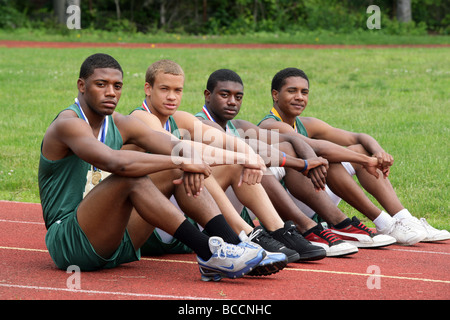 High School track stars in West Haven Connecticut USA Stock Photo