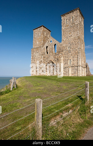 Reculver Castle Towers and Roman Fort in South-East Kent. Stock Photo