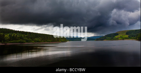 Brecon Beacons with storm clouds over Ponsticill reservoir Wales UK Stock Photo