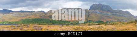 Slioch and Loch Maree. Beinn Eighe National Nature Reserve. Wester Ross. Scotland. October. Stock Photo
