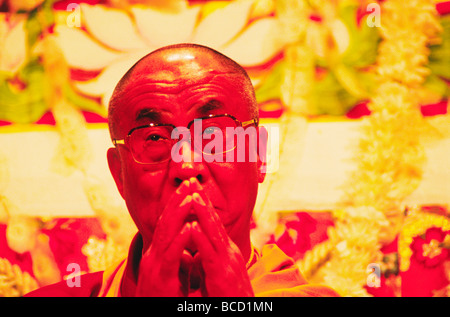 THE 14TH DALAI LAMA of TIBET speaks in Los Angeles during his ILLUMINATING THE PATH teachings Stock Photo