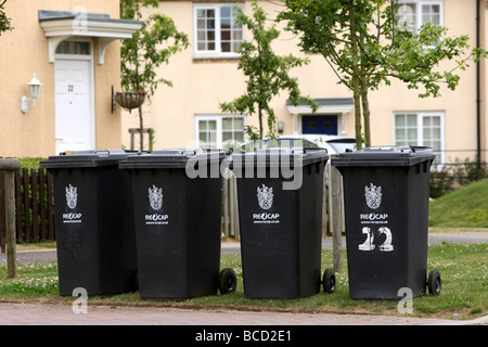 WHEELIE BINS OUTSIDE HOMES ON THE STREET Stock Photo