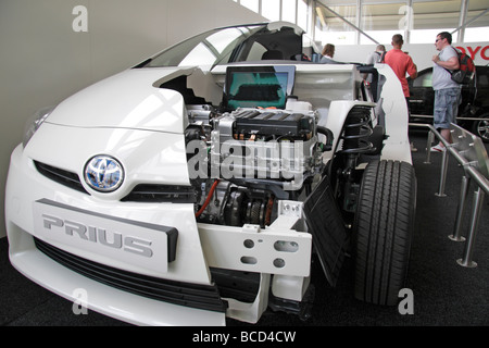 A cut out showing the inside of a Toyota Prius hybrid car on display at the Goodwood Festival of Speed, July 2009. Stock Photo