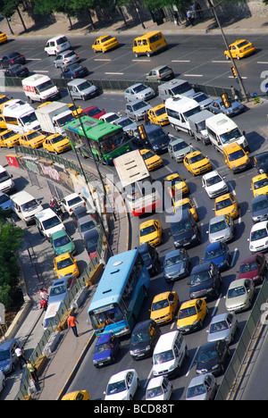 ISTANBUL, TURKEY. Gridlocked rush-hour traffic on Tarlabasi Bulvan in the Pera district of Beyoglu. 2009. Stock Photo
