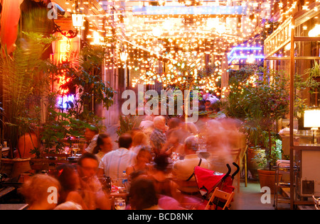 ISTANBUL, TURKEY. Busy cafes and bars on Tunel Gecidi near Istiklal Caddesi in Beyoglu district. 2009. Stock Photo