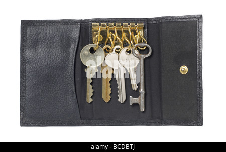 Key case with keys elevated view Stock Photo