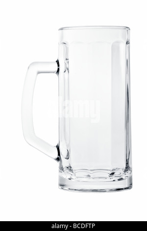 Tall empty beer mug isolated on white Stock Photo