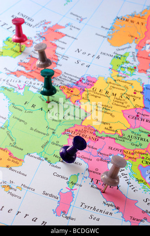 Europe Map with pins Stock Photo - Alamy